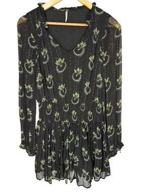 Free People Wild Horses Peacock Print mini dress small